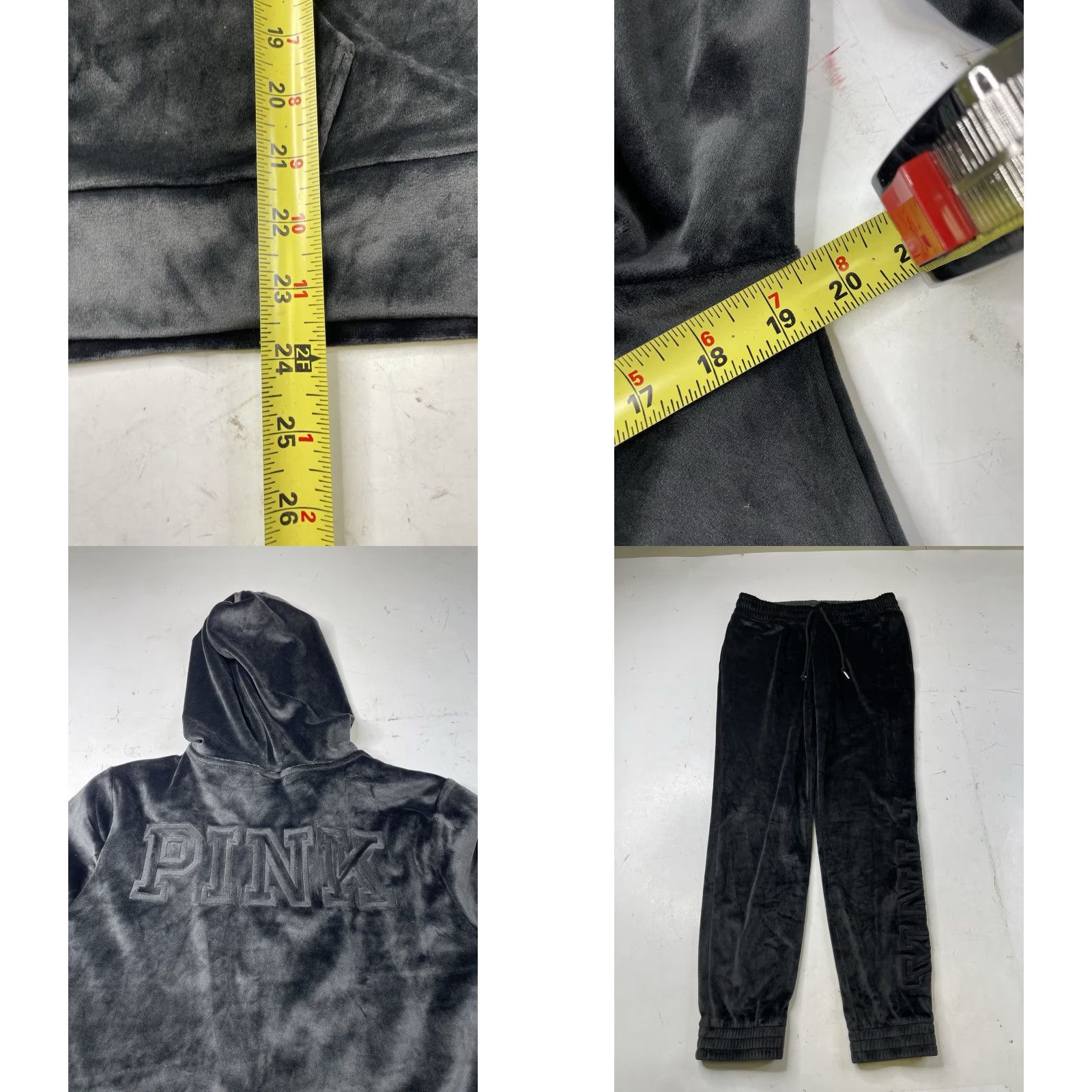 Victoria's Secret VINTAGE Y2K Victoria's Secret PINK Velour Track Suit 2 Piece Set Black Size S Hoodie Pants Womens Velour Tracksuit Set 2 Piece Black S Size S / US 4 / IT 40 - 8 Thumbnail