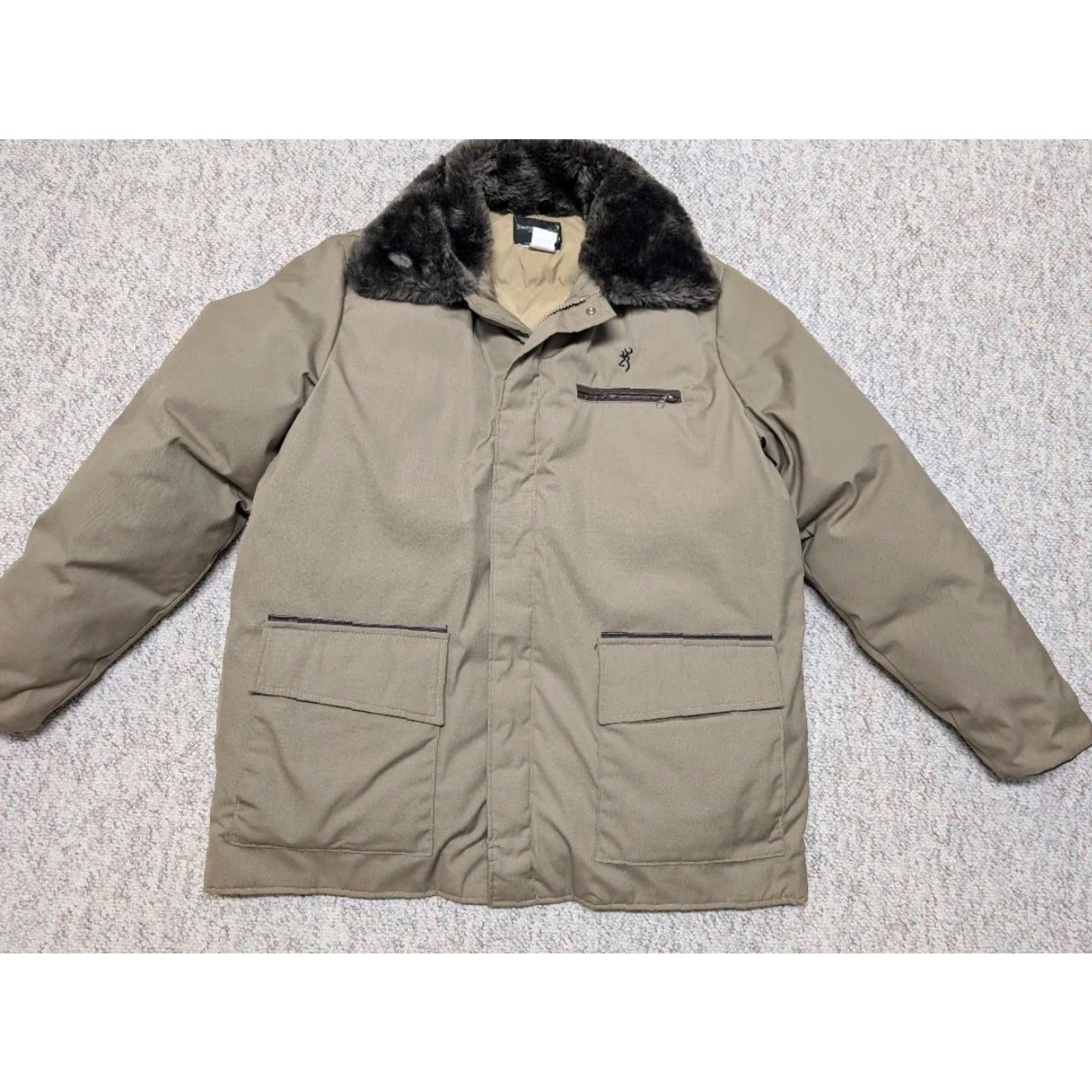 Vintage VINTAGE Browning parka COAT XL Goose Down cotton/poly shell leather trim Men XL Brown Khaki Down Insulation USA Made Size US XL / EU 56 / 4 - 7 Thumbnail