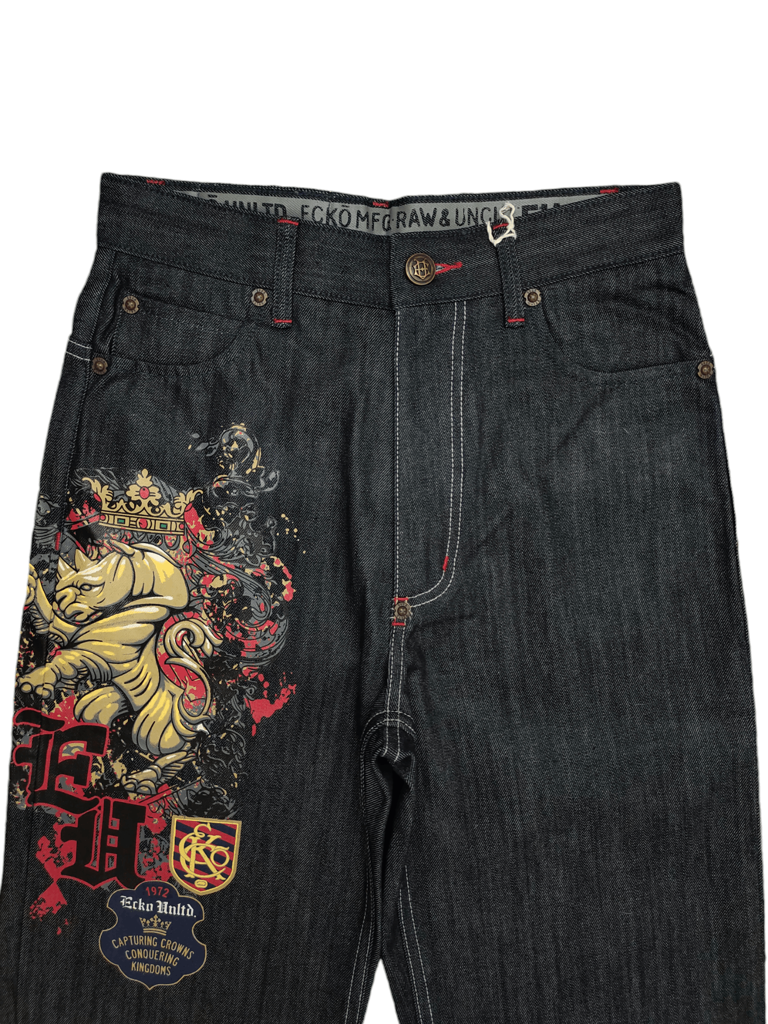 Ecko Unltd. Vintage Y2k Ecko Rhino Crowns Graffiti Print Baggy Jeans Size US 29 - 2 Thumbnail