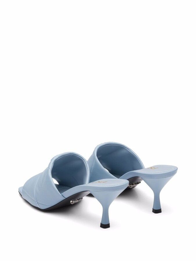 Prada oc11z0625 Quilted Nappa Leather Heeled Sandals in Blue Size US 9 / IT 39 - 3 Thumbnail
