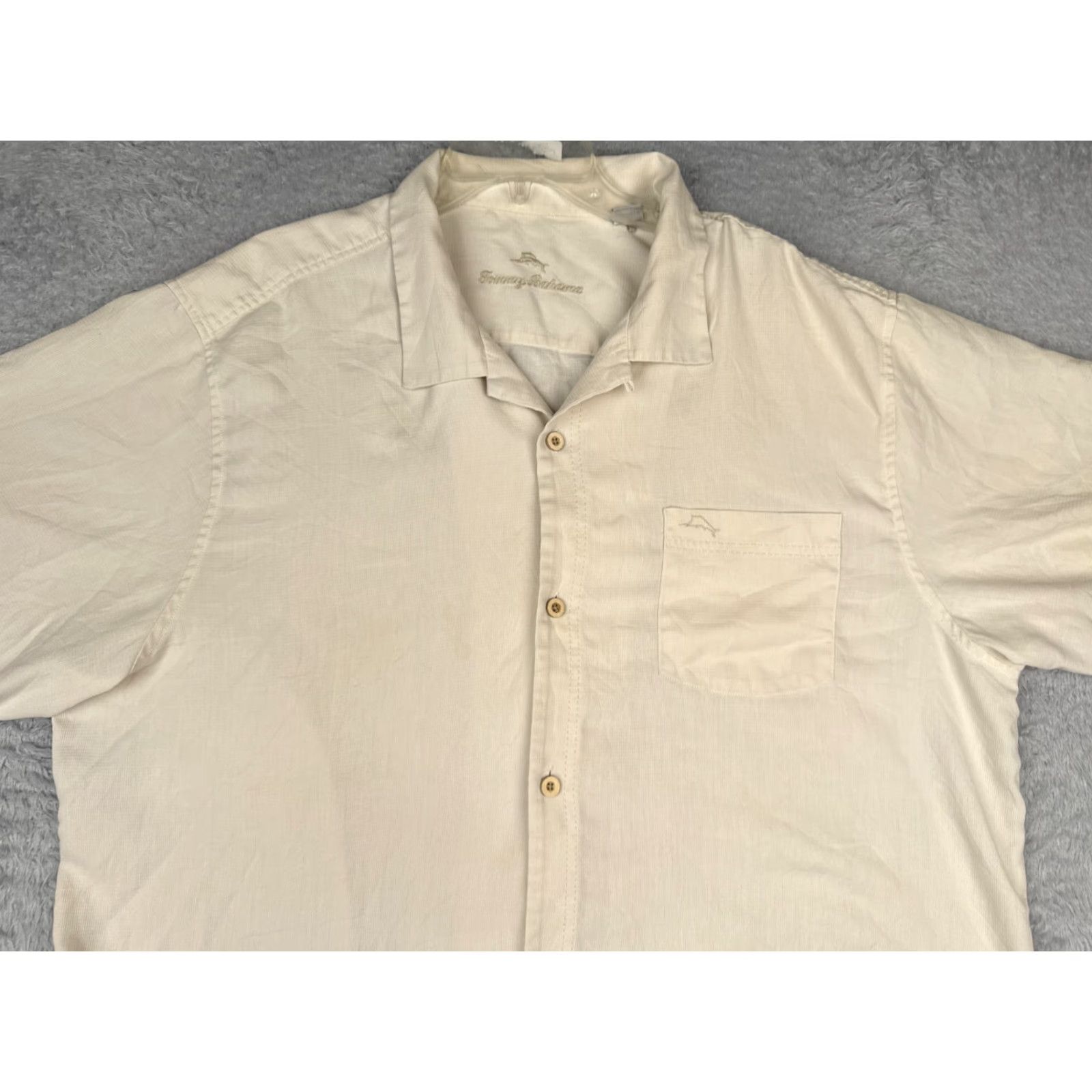 Tommy Bahama Tommy Bahama Shirt Men 2XL Ivory Silk Button-Up Hawaiian Aloha Beach Resort Casual Mens Size US XXL / EU 58 / 5 - 4 Thumbnail
