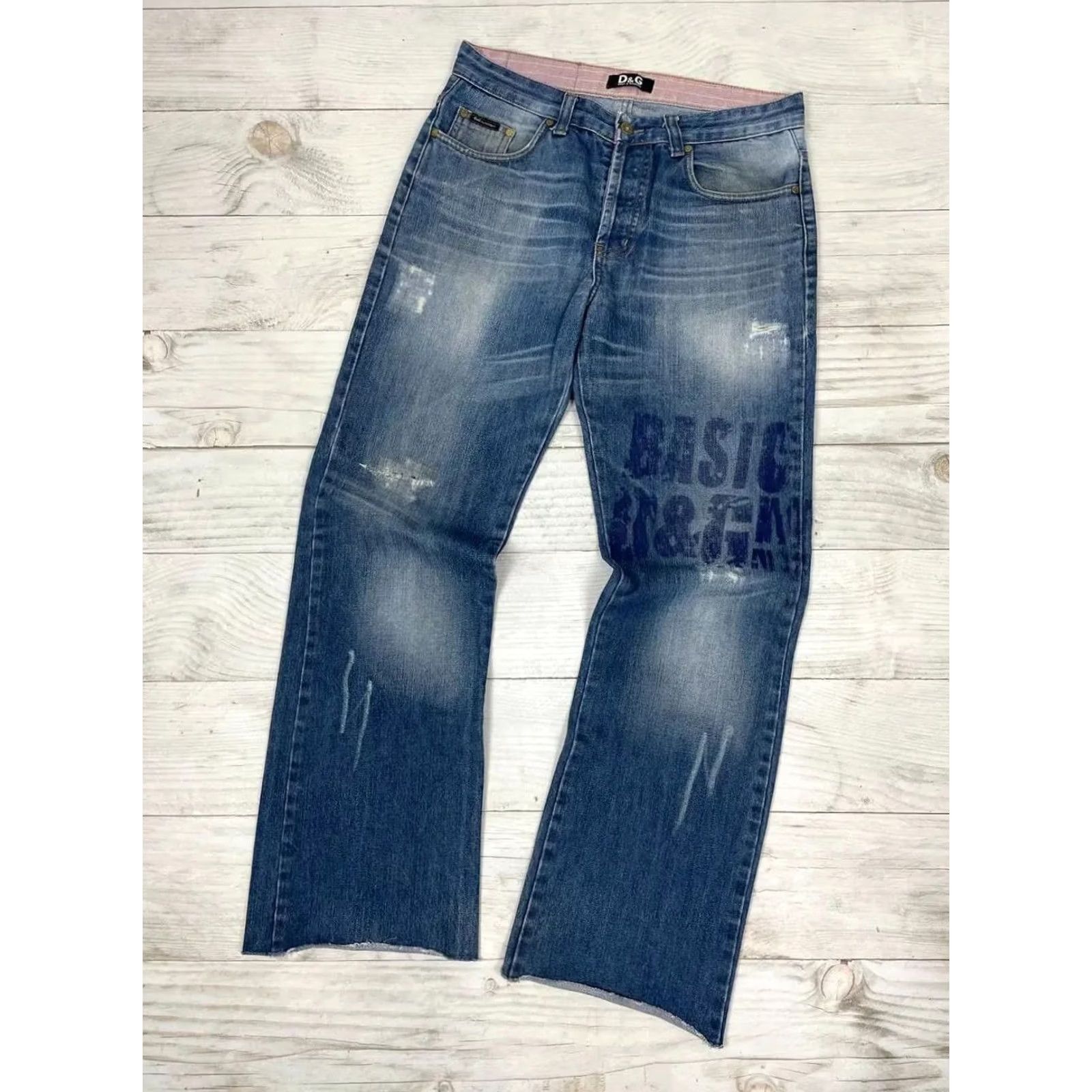 Dolce & Gabbana VINTAGE Dolce&Gabbana Jeans Denim Baggy Distressed Y2K Men Size 33 Blue Demin Jeans Distressed 33 31in 40cm 78cm Men Jeans Blue Dolce&Gabbana Size US 33 - 2 Thumbnail