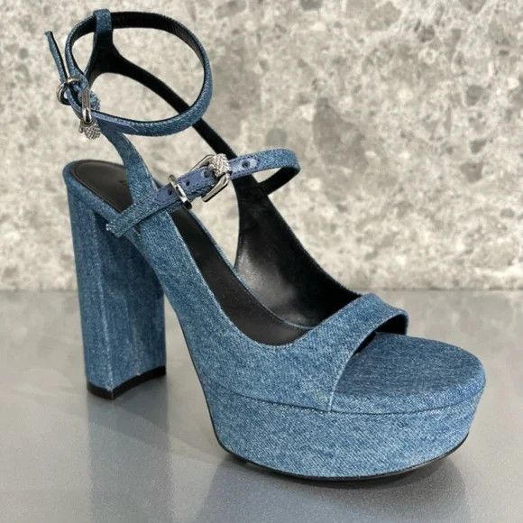 Givenchy GIVENCHY Blue Voyou Heeled Denim Sandals - NEW WITH TAGS Size US 9 / IT 39 - 1 Thumbnail