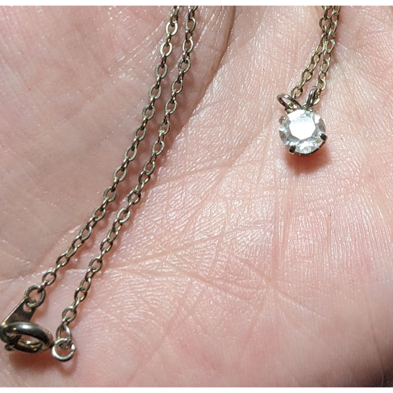 Other Silver Minimalist Clear Glass Stone Necklace Size ONE SIZE - 7 Thumbnail