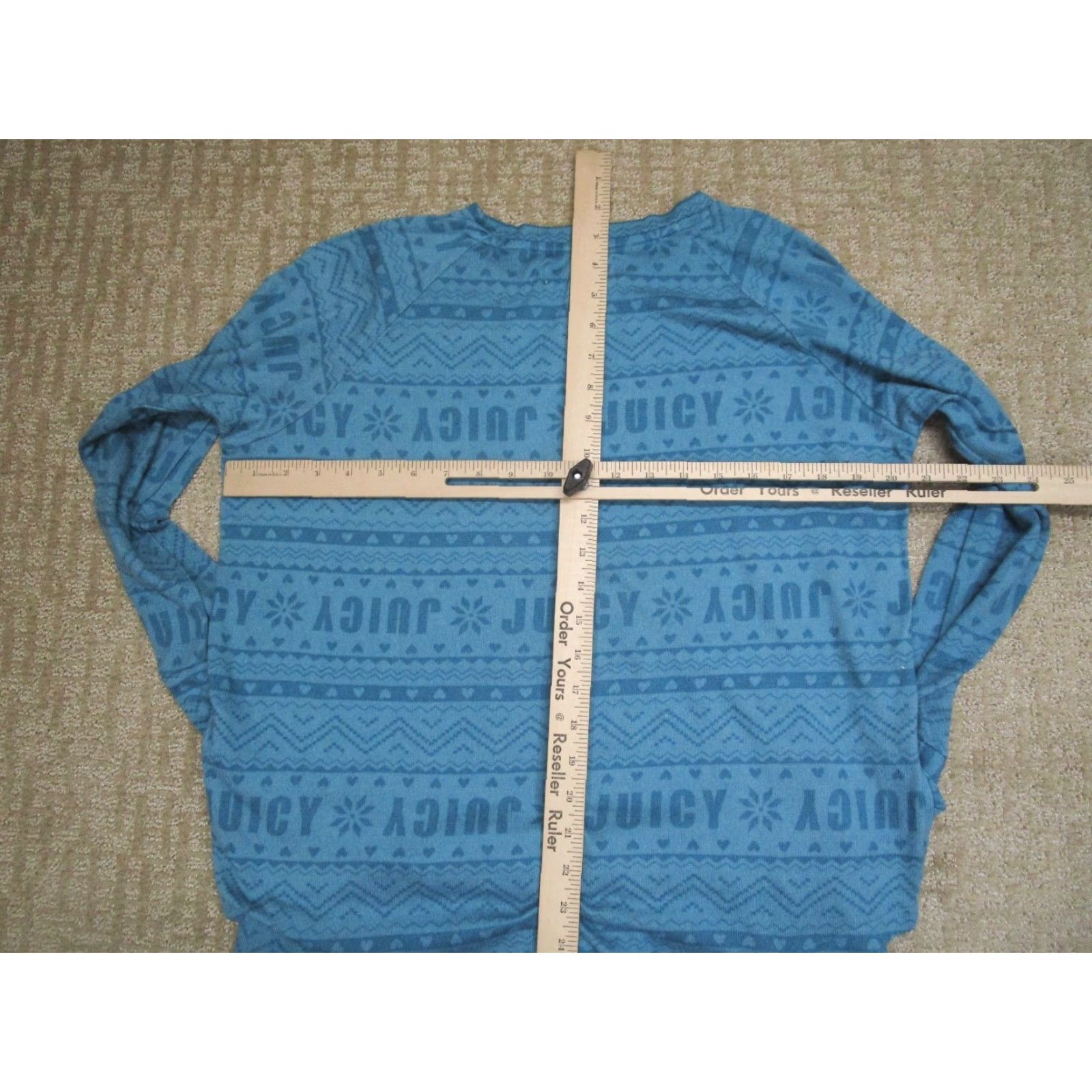 Juicy Couture Juicy Couture Pajama Set Women L Geometric Aztec Blue, Sleepwear, Cotton Polyester Knit, Logo, Crew Drawstring, Machine Washable, Loungewear Pajamas Size ONE SIZE - 5 Thumbnail