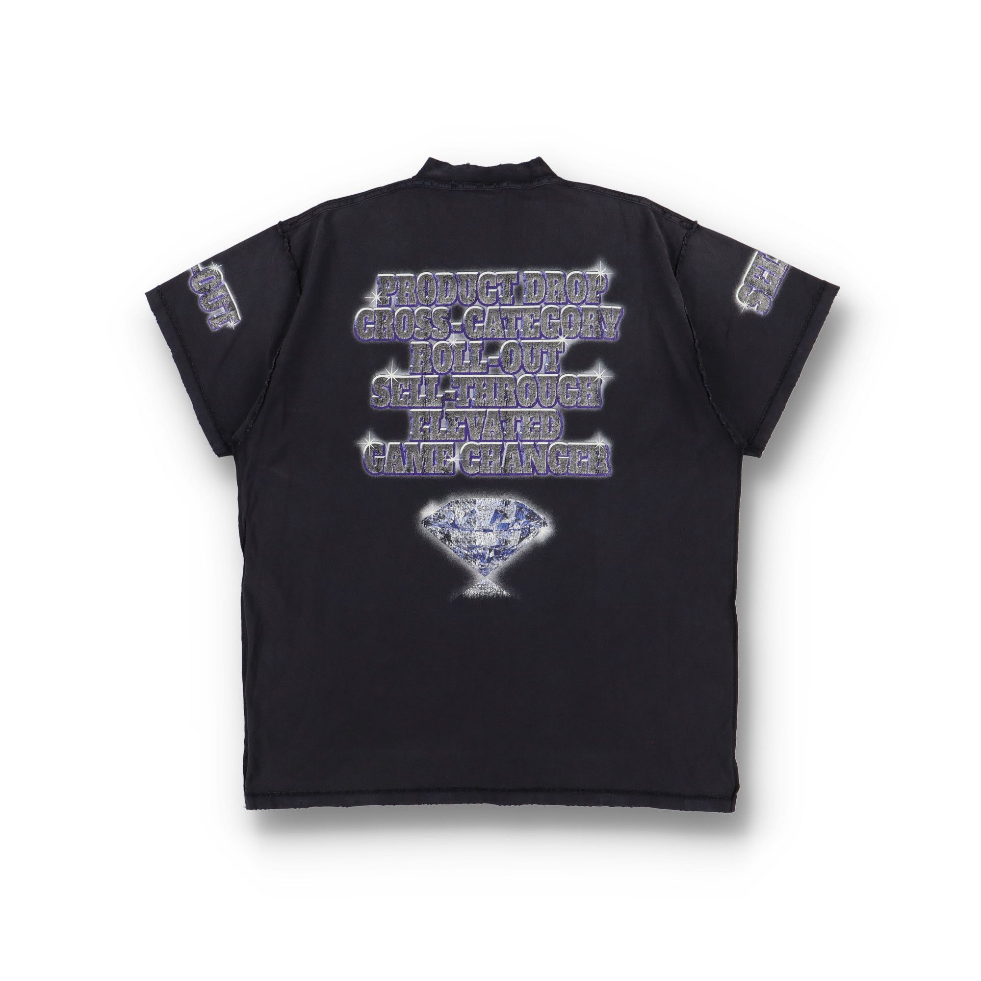 Balenciaga Washed Black Inside-Out SNBN Logo Oversized T-Shirt Size US L / EU 52-54 / 3 - 8 Thumbnail