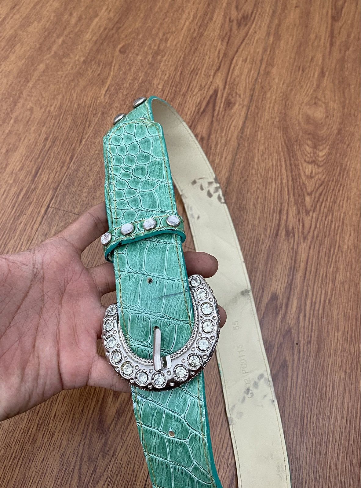 If Six Was Nine × Japanese Brand × Le Grande Bleu (L.G.B.) Green crystal croco belt Size ONE SIZE - 4 Thumbnail
