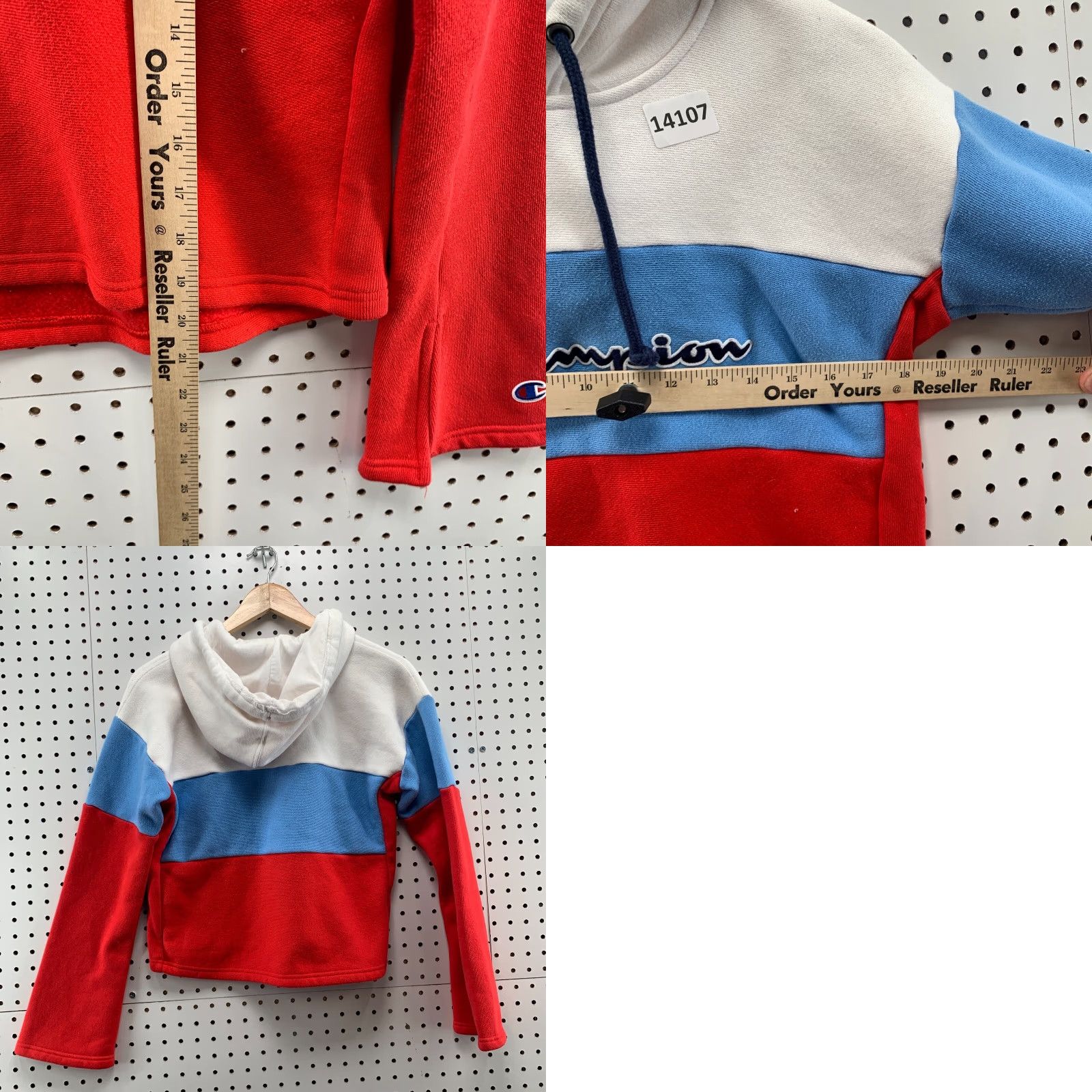 Champion Champion Reverse Weave Cropped Hoodie Womens Small Red White Stripe Size S / US 4 / IT 40 - 11 Thumbnail