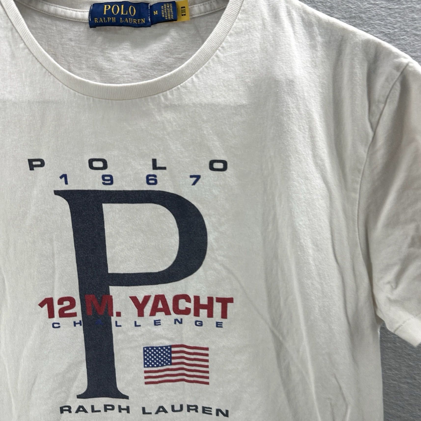 Polo Ralph Lauren Polo Ralph Lauren Shirt Mens M White 1967 Yacht Challenge Flag Logo READ VINTAGE? (But must be from original words only) Size US M / EU 48-50 / 2 - 4 Thumbnail