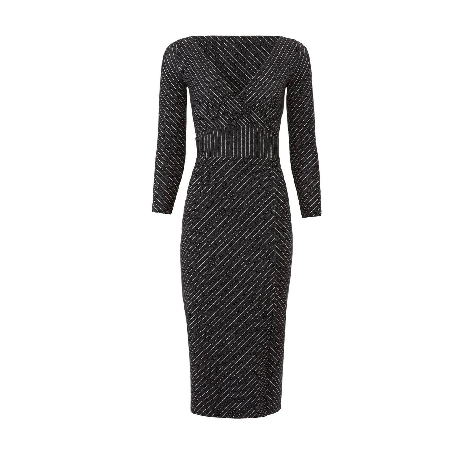 Chiara Boni Chiara Boni La Petit Robe Black Pinstripe Iza Sheath dress 8 Size M / US 6-8 / IT 42-44 - 1 Thumbnail