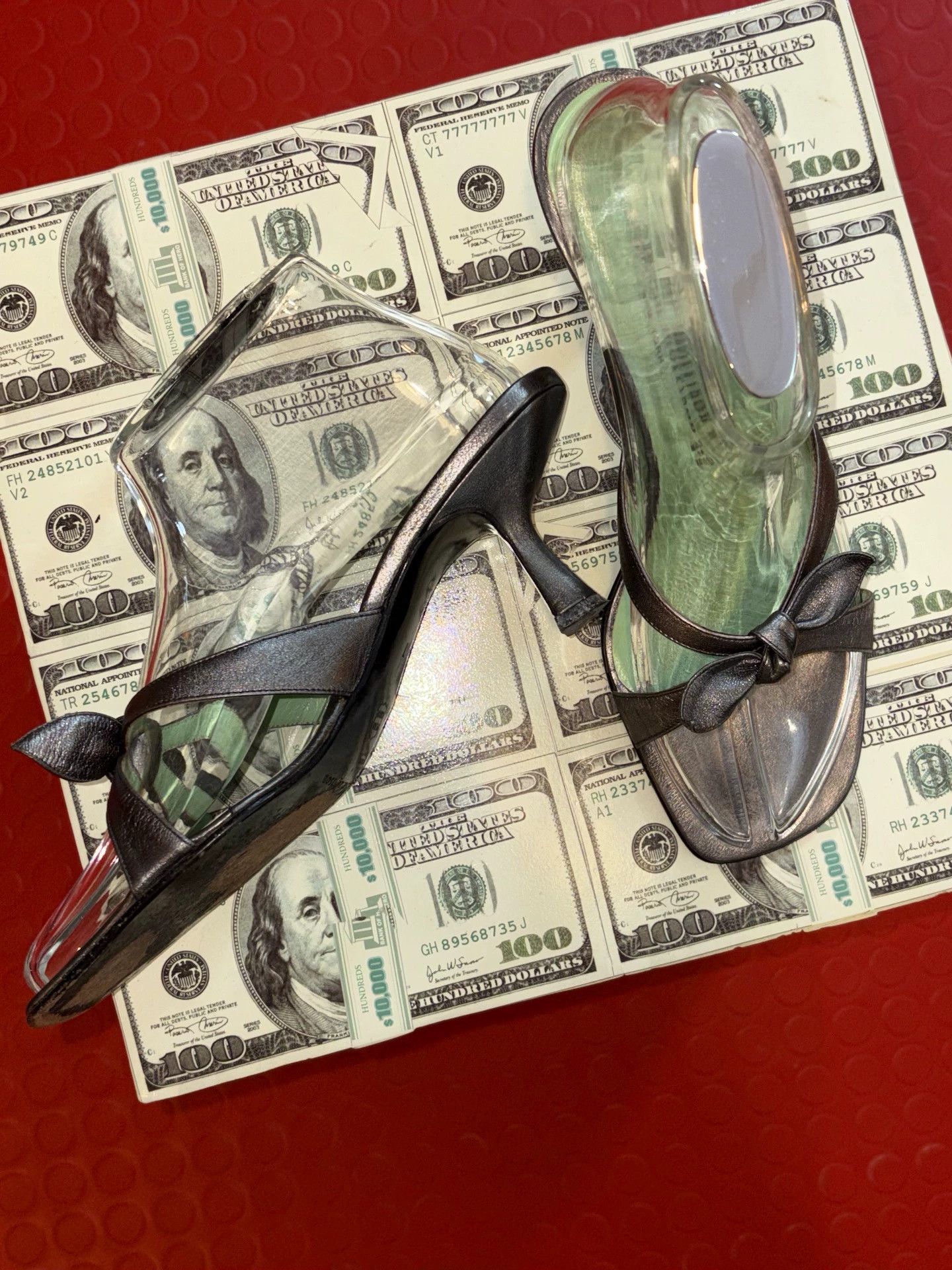 Other Sigerson Morrison Vtg Silver Bow Kitten Heel Sandal 38 Size US 7.5 / IT 37.5 - 4 Thumbnail