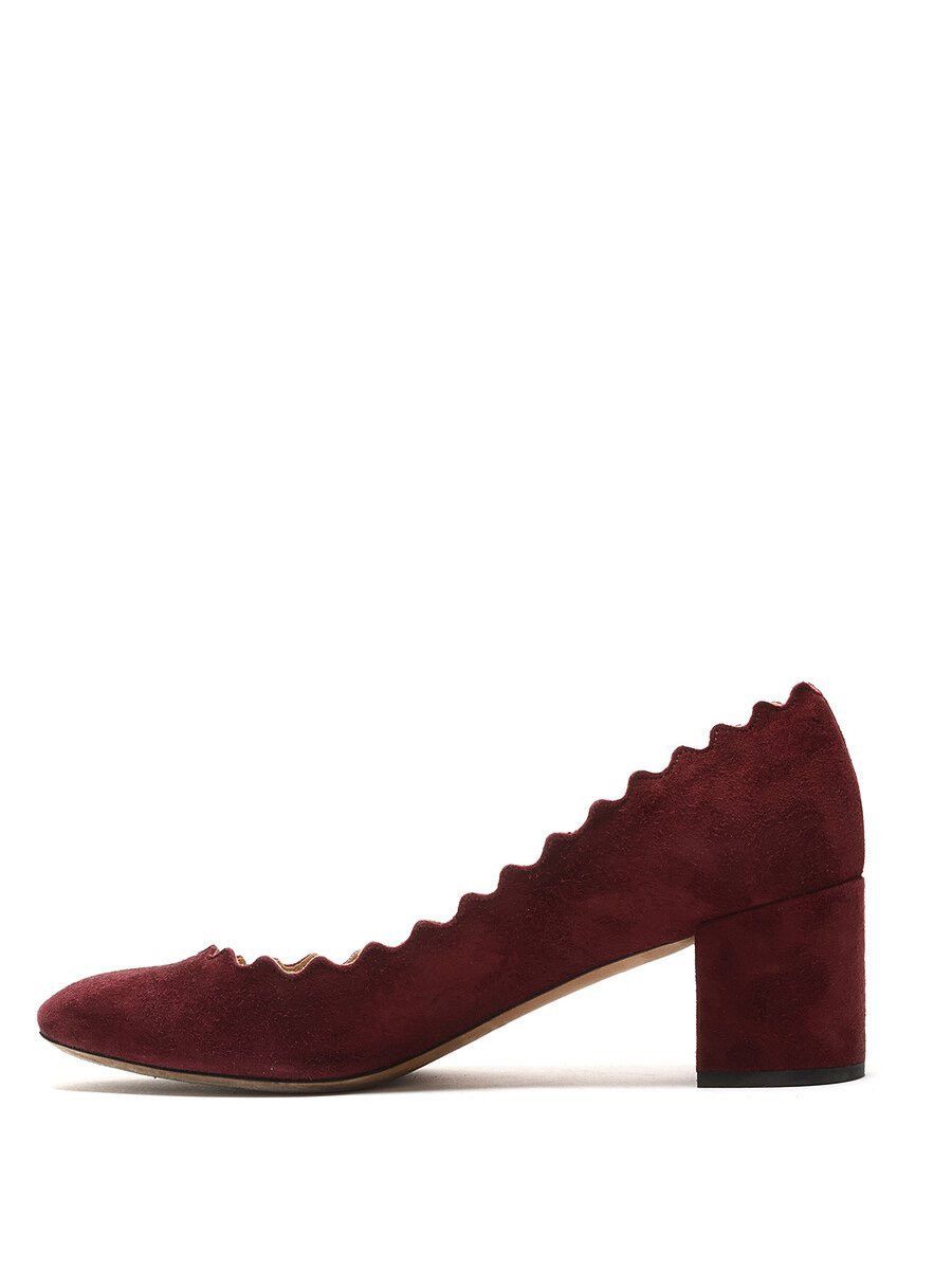 Chloe Lauren Scalloped Pumps Burgundy- Worn Twice! Size US 8.5 / IT 38.5 - 3 Thumbnail