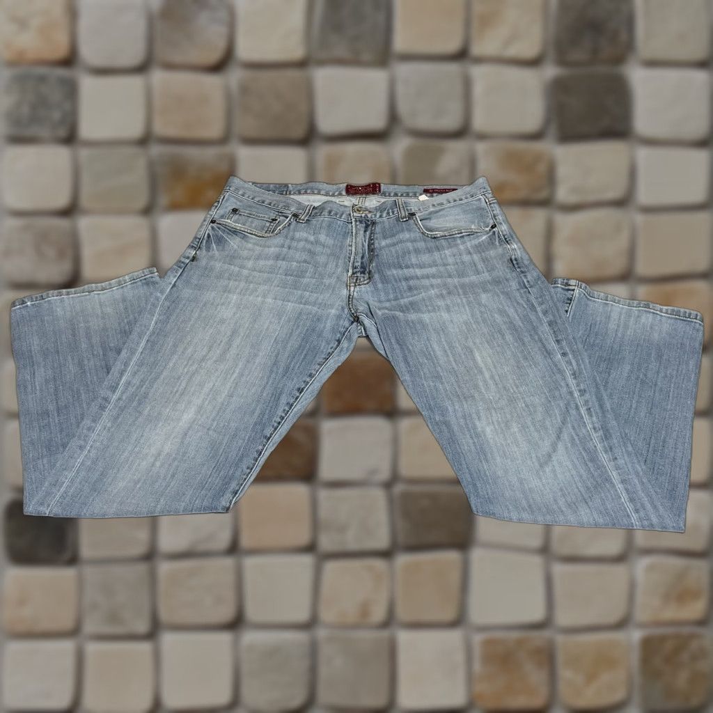 Lucky Brand Lucky Brand 221 Original Boot Jean Mens Regular 36x31 Blue Distressed 5-Pocket Denim Zipper Button Logo Size US 36 / EU 52 - 1 Thumbnail