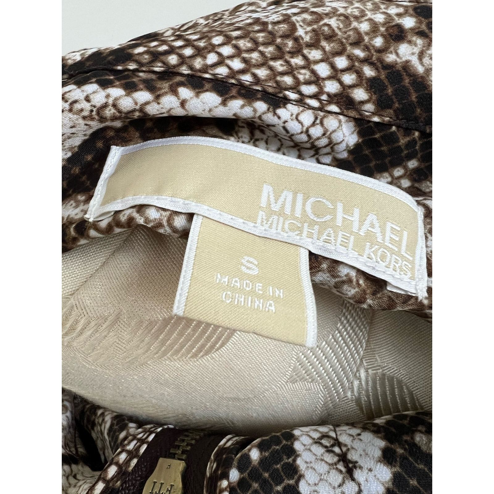 Michael Kors Michael Kors Zip Up Snakeskin Animal Print Blouse Small Size S / US 4 / IT 40 - 5 Thumbnail