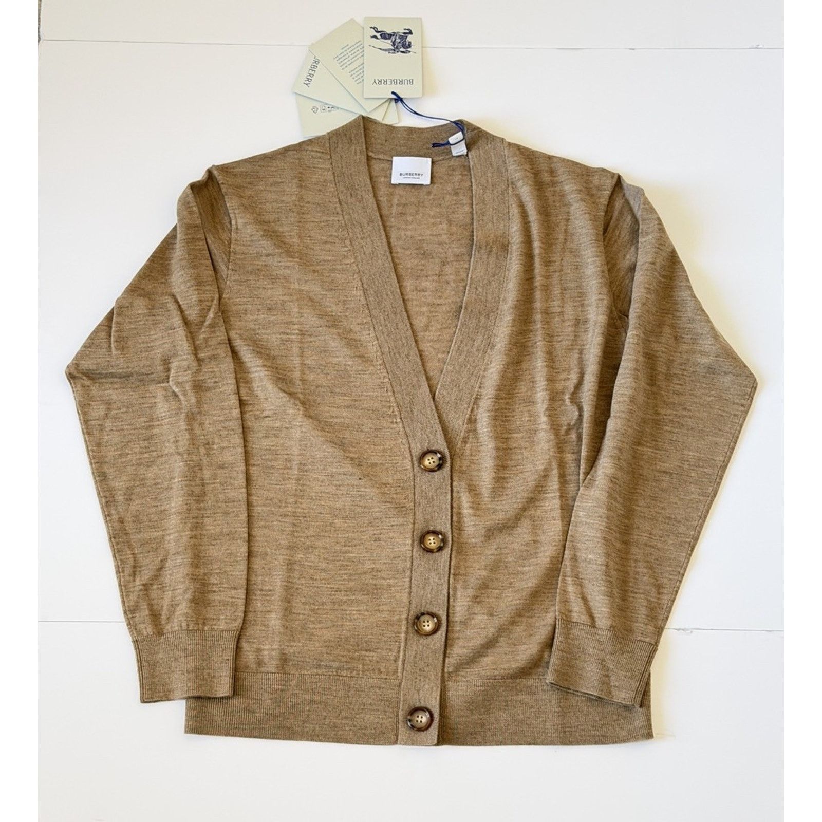 Burberry Burberry Tulip Wool Camel Melange Cardigan Sweater S 8112078 Size S / US 4 / IT 40 - 9 Thumbnail