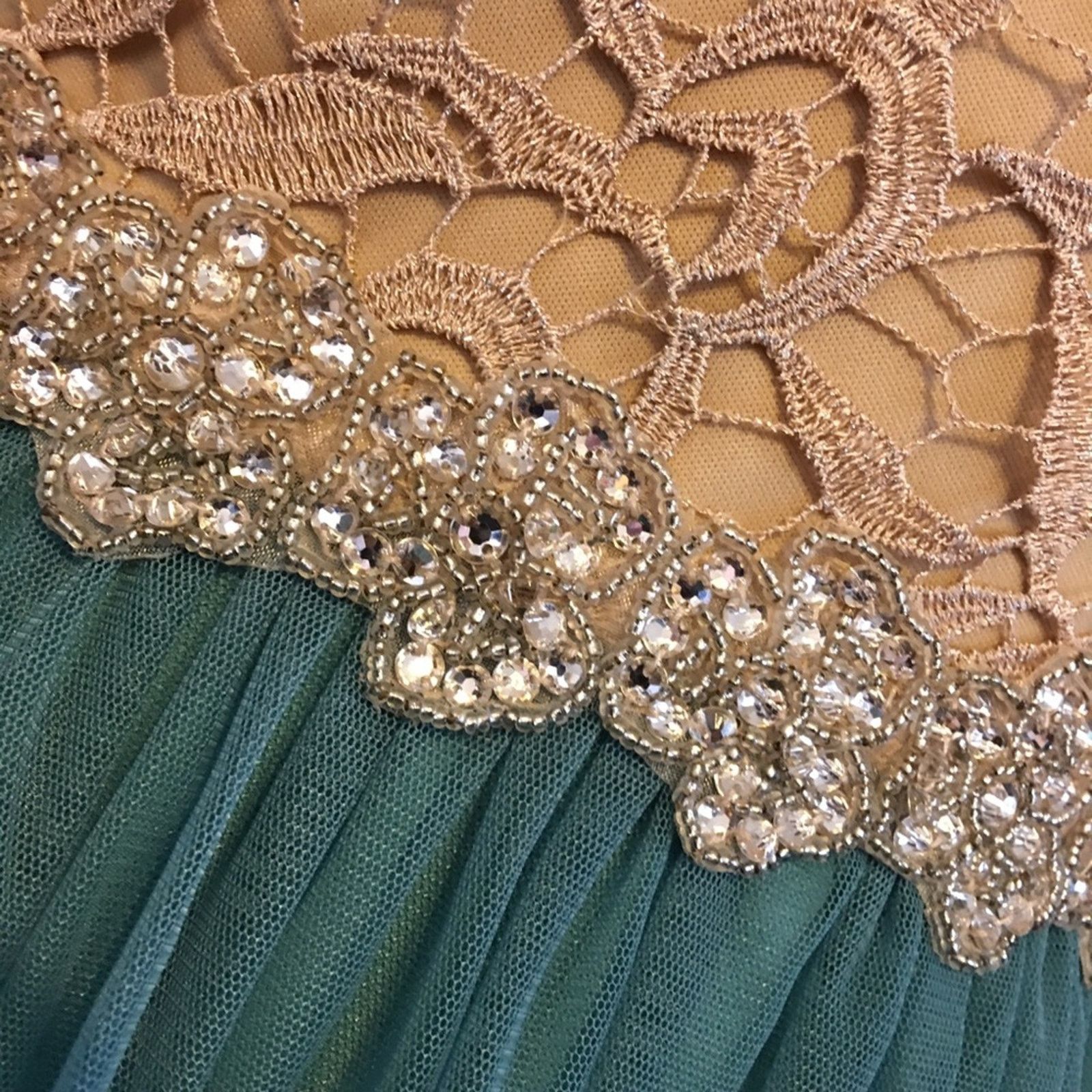 Other Jodi Kristopher tan & teal jeweled cocktail dress Size ONE SIZE - 5 Thumbnail