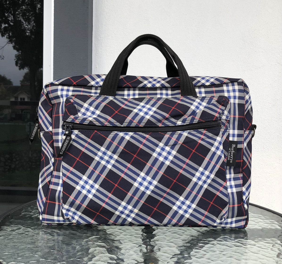Burberry Vintages BURBERRYS Blue Novachecks Business Document Bag Size ONE SIZE - 4 Thumbnail