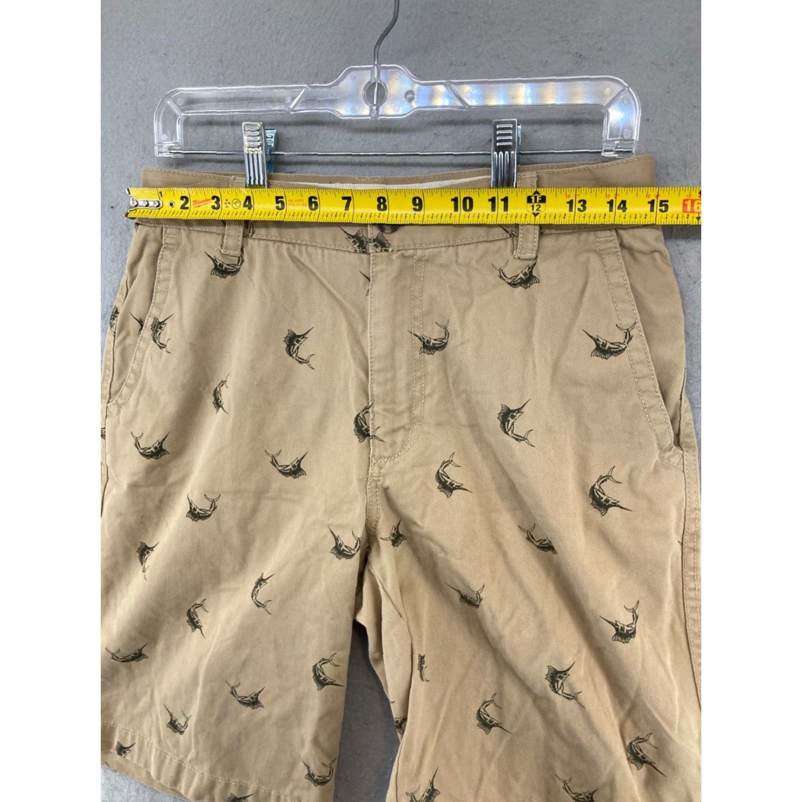 Izod IZOD Mens Shorts 30 Khaki Marlin Print All Over Preppy Outdoor - Beige Cotton Chino Short Adult Regular 30 Men's Size US 30 / EU 46 - 2 Thumbnail