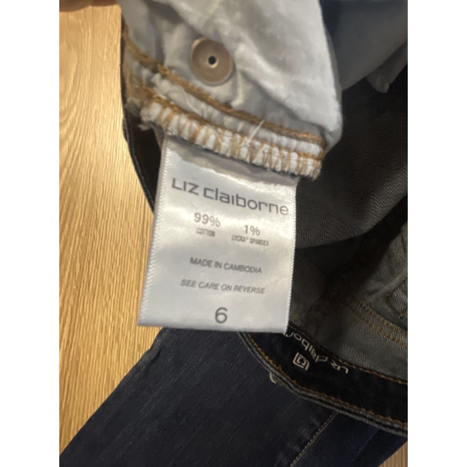 Liz Claiborne LIZ CLAIBORNE Classic Fit Dark Wash Jeans Size 6 Straight Leg Stretch Denim Women Size 28" / US 6 / IT 42 - 6 Thumbnail