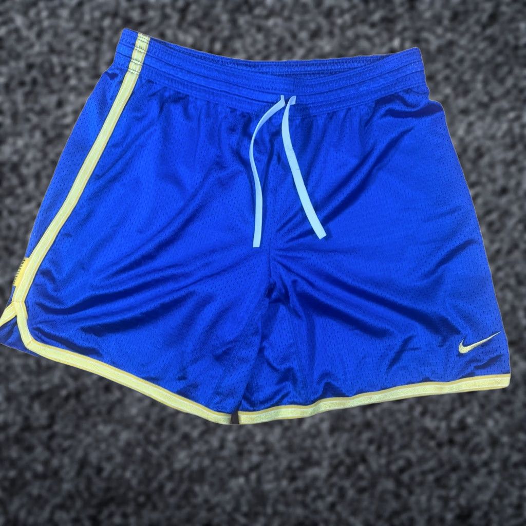 Nike Nike Mens Regular M Blue Gold Basketball Dazzle Shorts Shiny Athletic Workout Gym Y2K Size US 31 - 1 Thumbnail