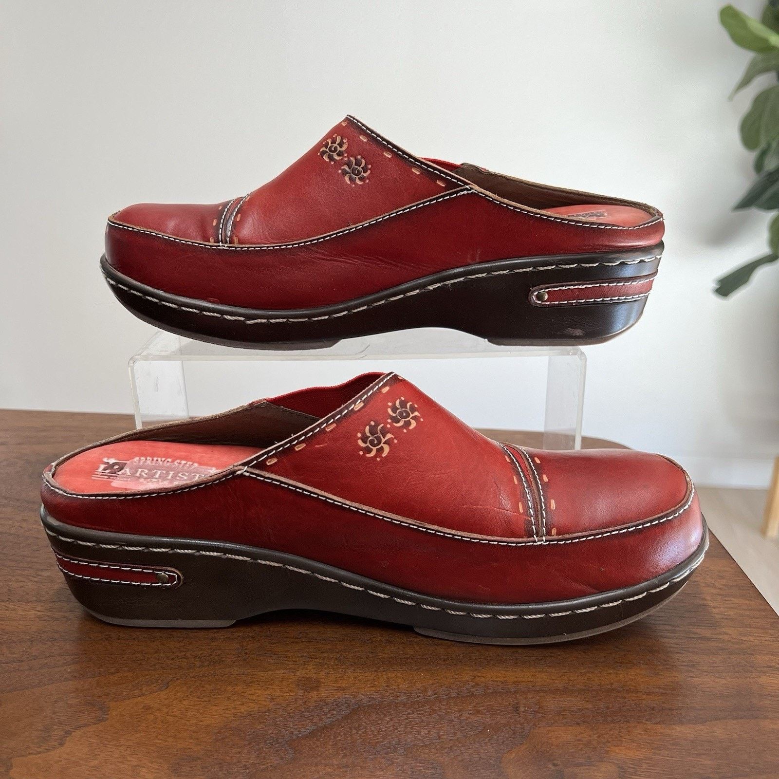 Other L'Artiste by Spring Step Mule Womens Red Leather Clog 11.5 Size US 11.5 / IT 41.5 - 2 Thumbnail