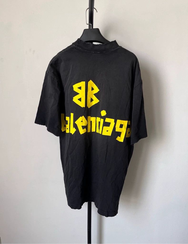 Balenciaga Balenciaga Tape Letter Logo Printed Jersey Crew Neck Loose Size US XS / EU 42 / 0 - 2 Thumbnail