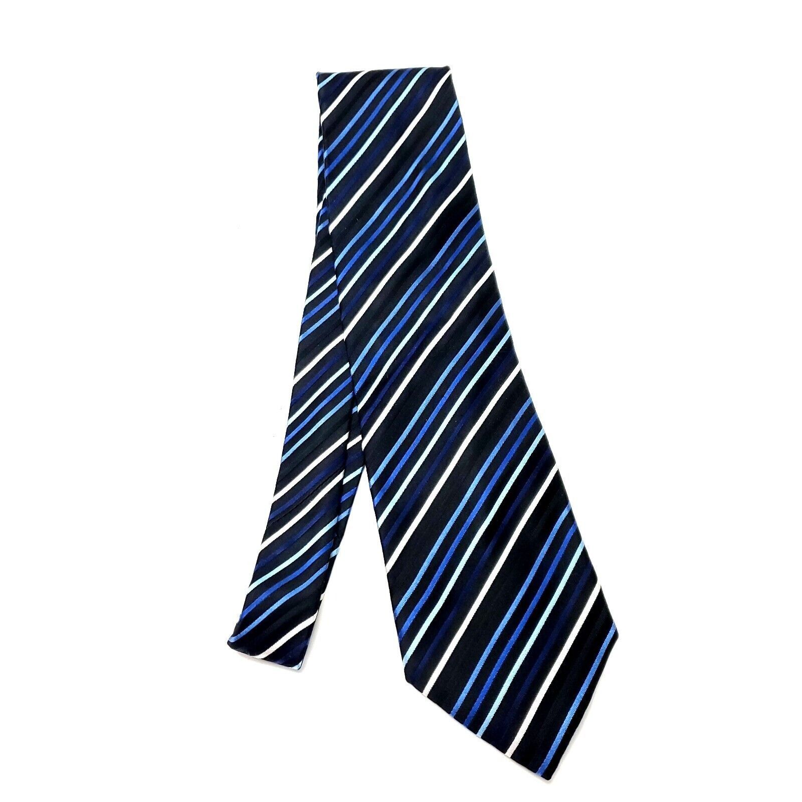 Designer Valerio Garati Black Blue Silk Tie Woven Striped Size ONE SIZE - 6 Thumbnail