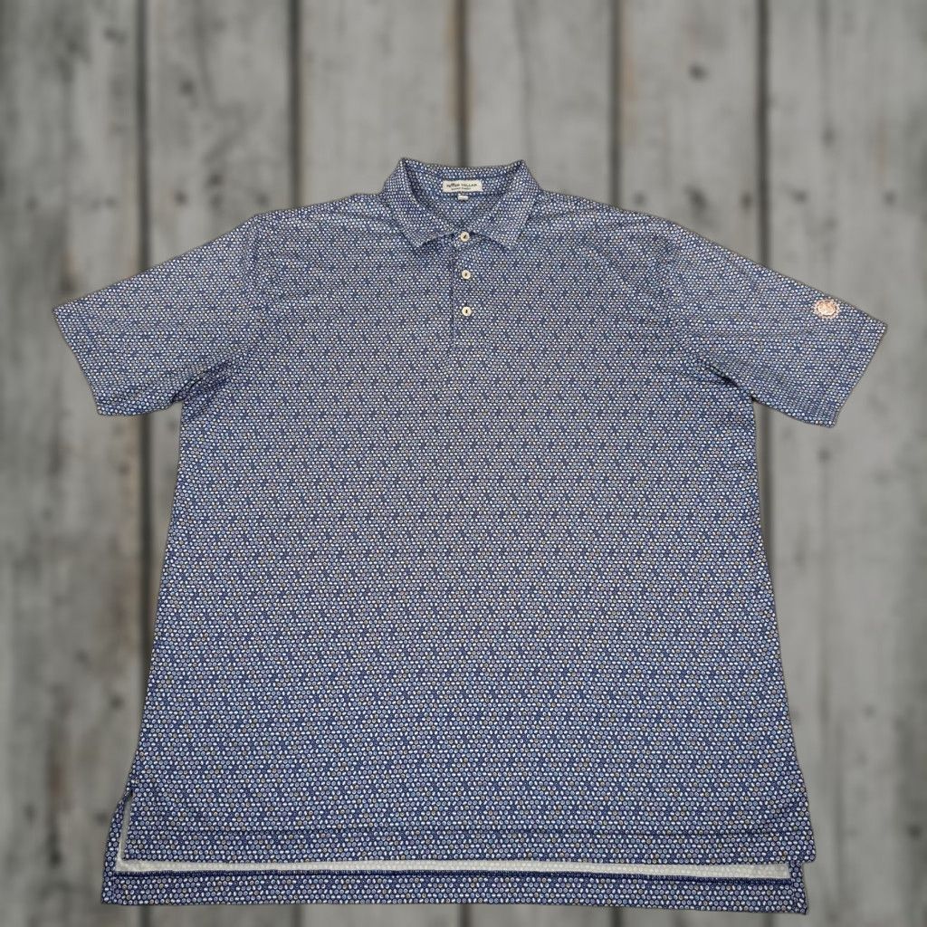 Peter Millar PETER MILLAR Polo Shirt Mens Large Blue Summer Comfort Geometric Print Golf Size US L / EU 52-54 / 3 - 1 Thumbnail