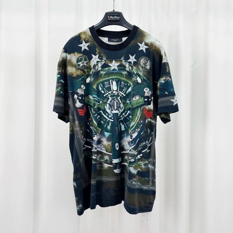 Givenchy Givenchy Green Airplane Print Short Sleeve - dmc Size US S / EU 44-46 / 1 - 1 Thumbnail