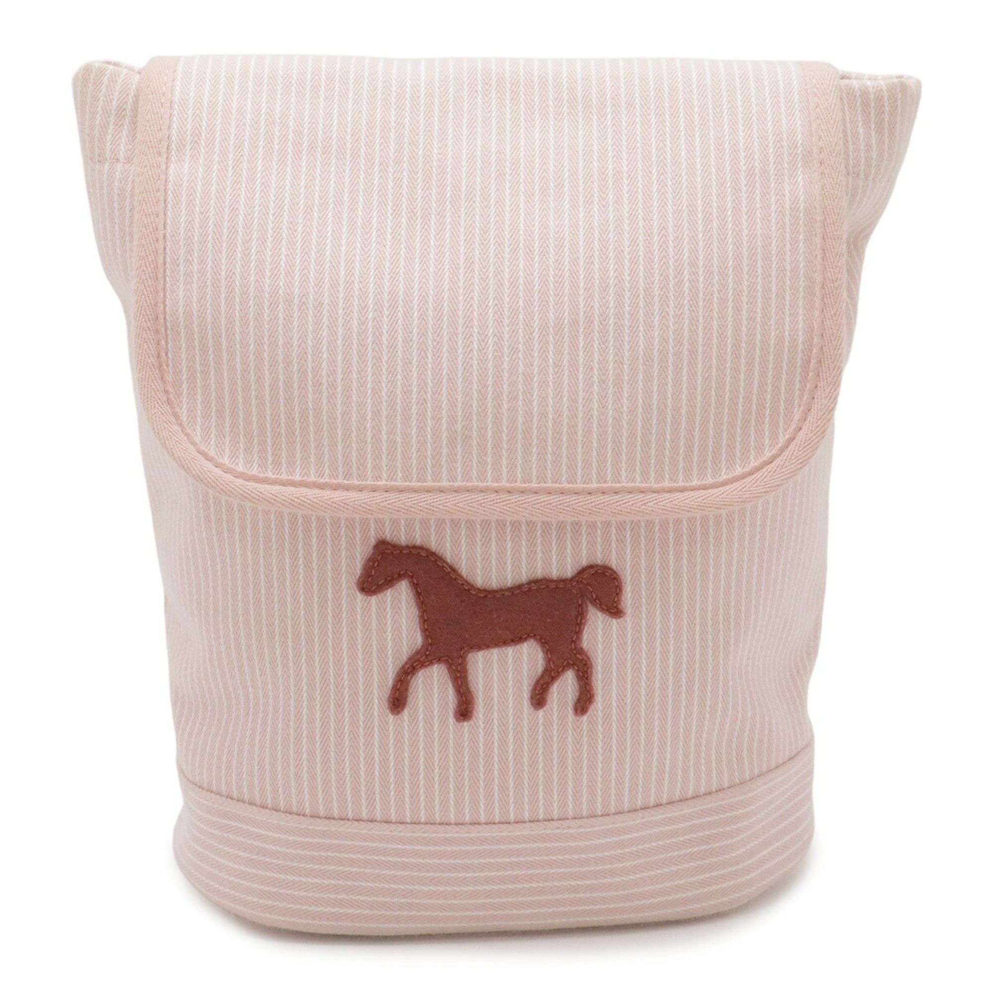 Hermes HERMES Caval Color Backpack Rucksack for Kids - Horse Stripe Cotton Pink & White Size ONE SIZE - 1 Thumbnail