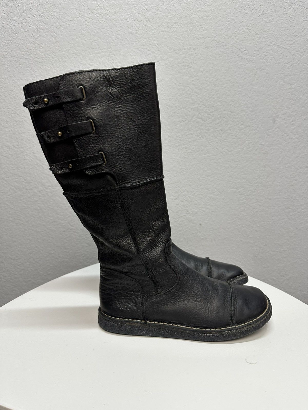 Vintage Kickers Belted Leather Biker High Boots AS 98 Style