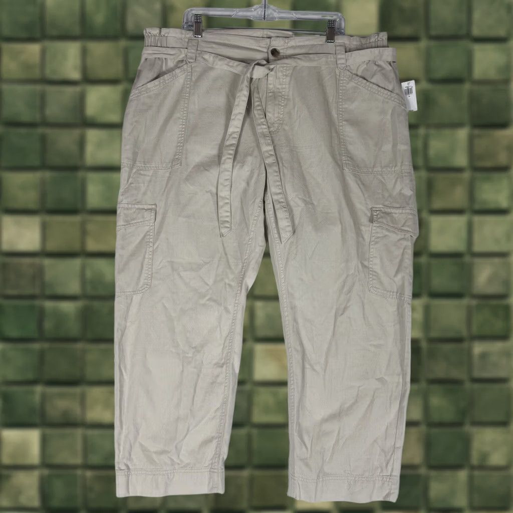 Old Navy Old Navy Cargo Tie Waist Pants Womens XL Beige Wishbone Straight Leg NWT Size 40" / US 18 - 1 Thumbnail