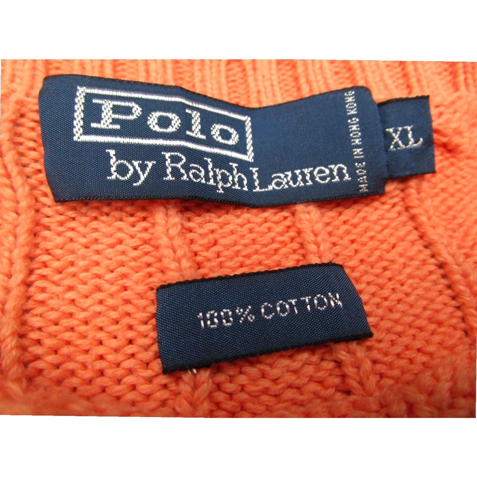 Polo Ralph Lauren VINTAGE Polo Ralph Lauren Sweater Mens Extra Large Orange Chunky Knit Crew Neck Cotton Pullover Size US XL / EU 56 / 4 - 3 Thumbnail