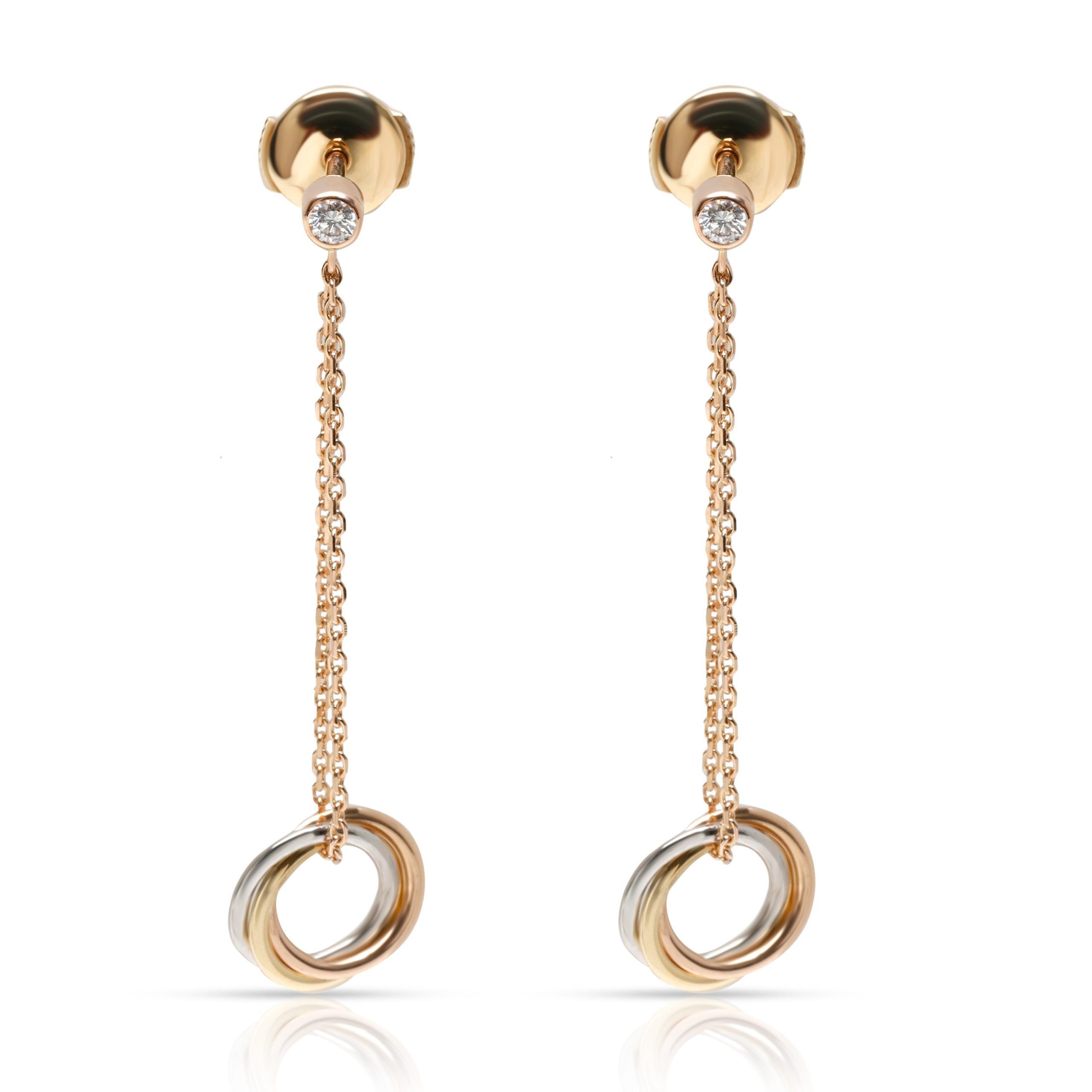 image of Cartier Trinity Drop Earrings In 18K 3 Yellow, Rose & White Gold, Women's