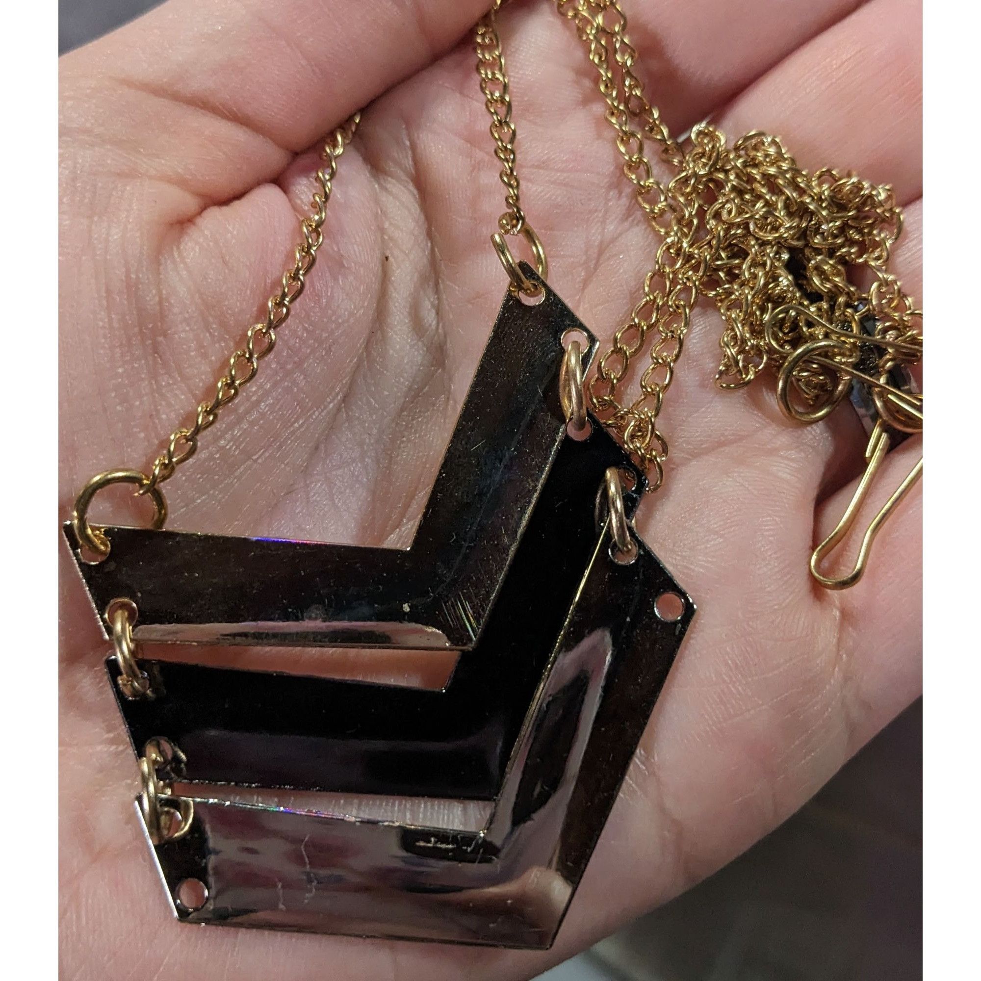 Other Multi Metallic Chevron Charm Pendant Necklace Size ONE SIZE - 6 Thumbnail