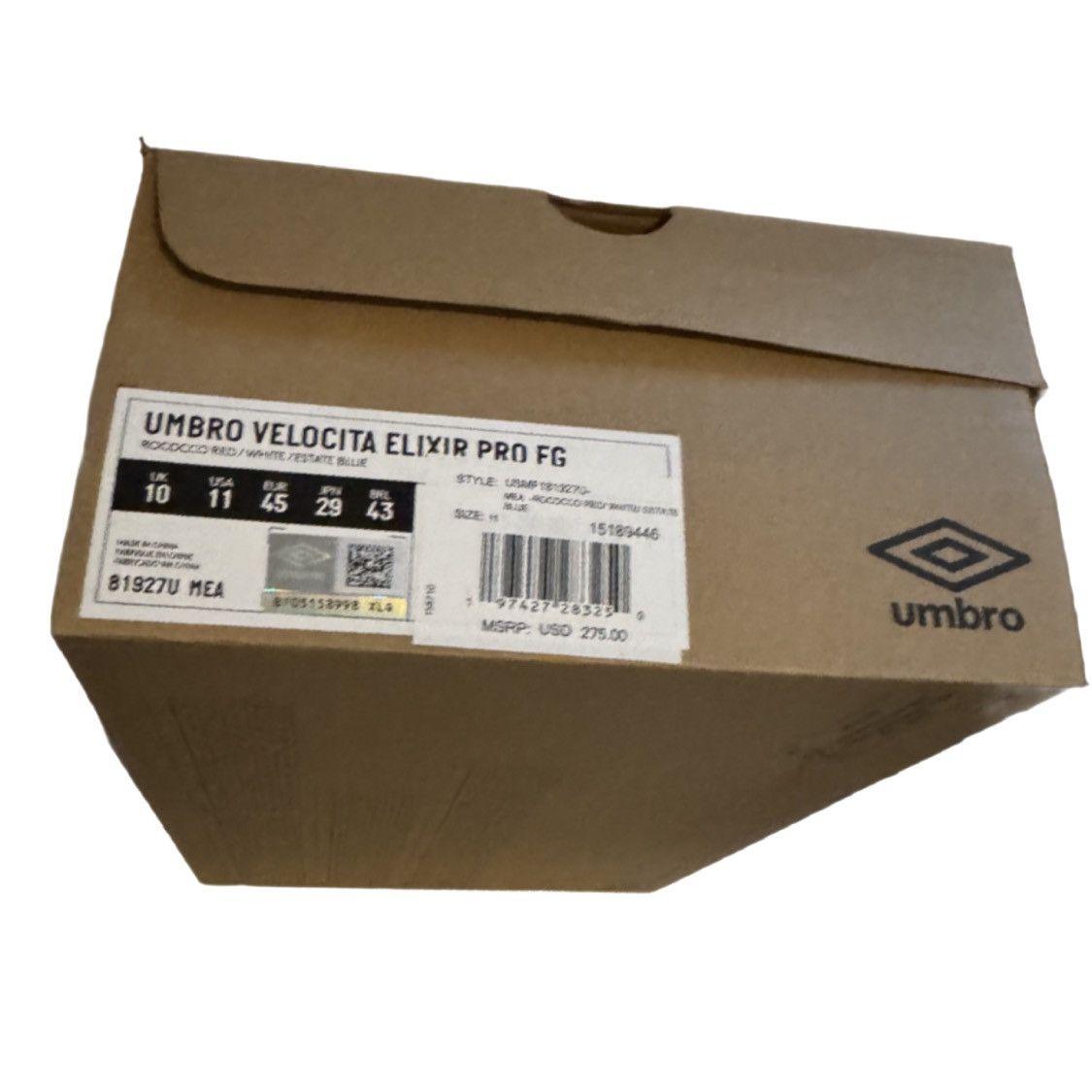 Umbro Umbro Men's Velocita Elixir Pro FG Soccer Cleat, Red/White/B Size US 11 / EU 44 - 7 Thumbnail