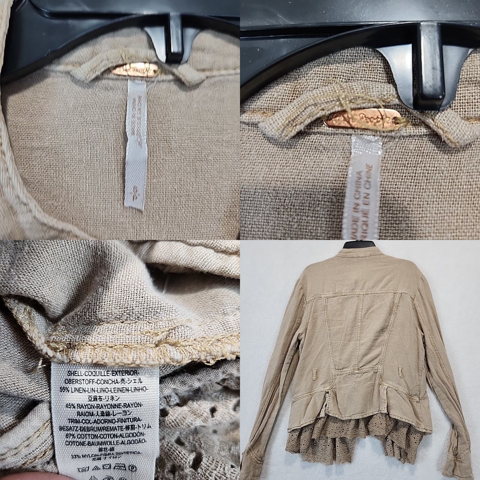 Vintage VINTAGE? We The Free People Button Up Linen Blend Shirt Womens Size S Tan Long Sleeve Top Size S / US 4 / IT 40 - 8 Thumbnail