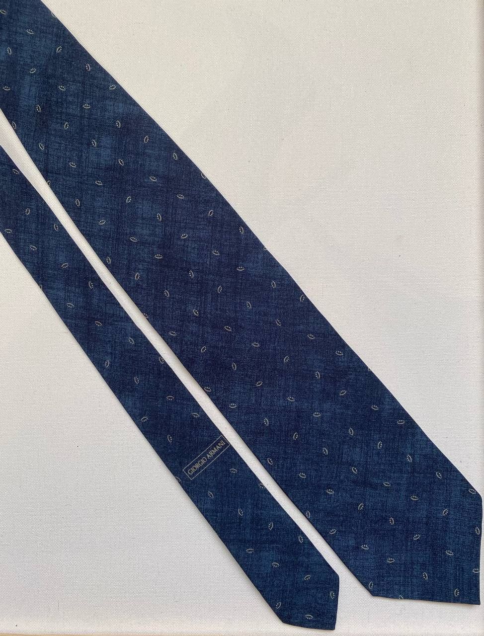 Armani Collezioni Giorgio Armani Collezioni Logo Blue Italy Silk Mens Tie Size ONE SIZE - 4 Thumbnail