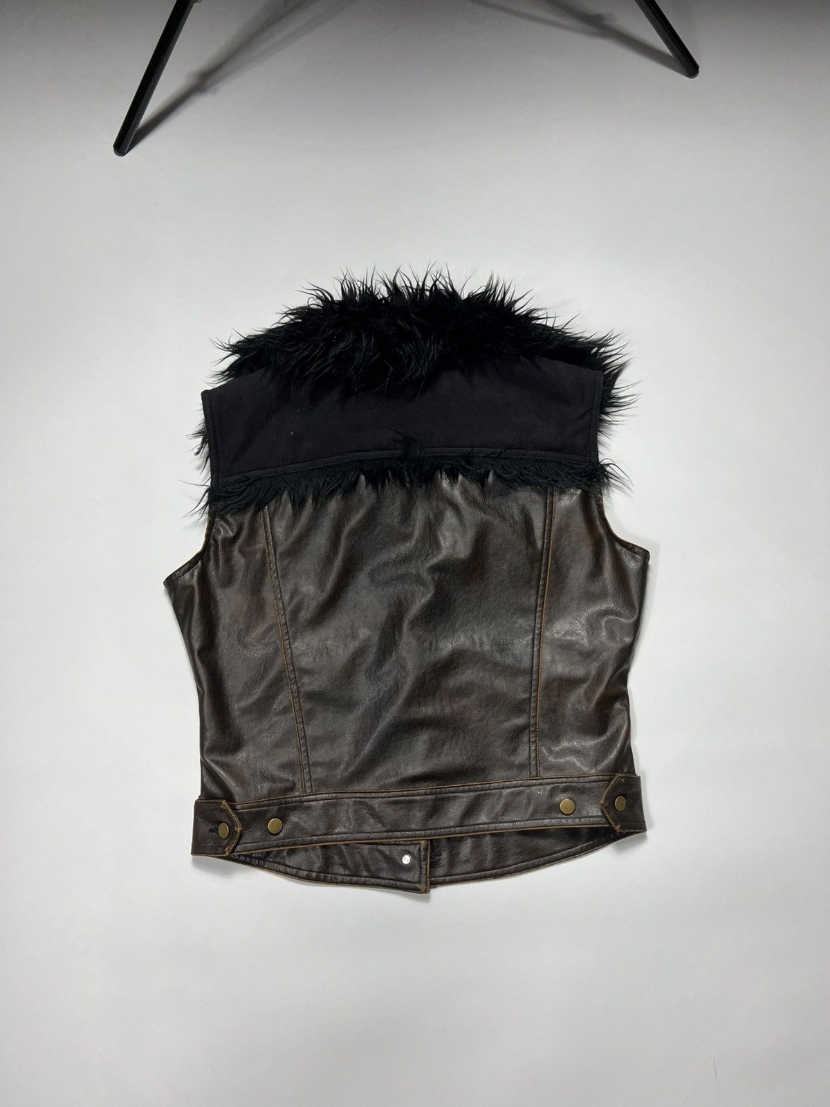 Hysteric Glamour Rare Y2K Leather Vest With Fur Collar Hood Hype Size L / US 10 / IT 46 - 13 Thumbnail