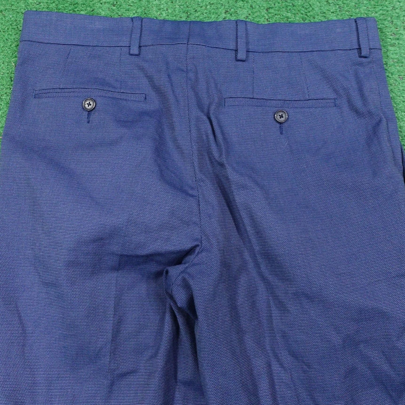 Murano Murano Alex Fit Mens Dress Pants 32x34 Blue Solid Flat Front Stretch Pockets Zip Back Welt Slacks Wardrobe Essentials Size US 32 / EU 48 - 5 Thumbnail