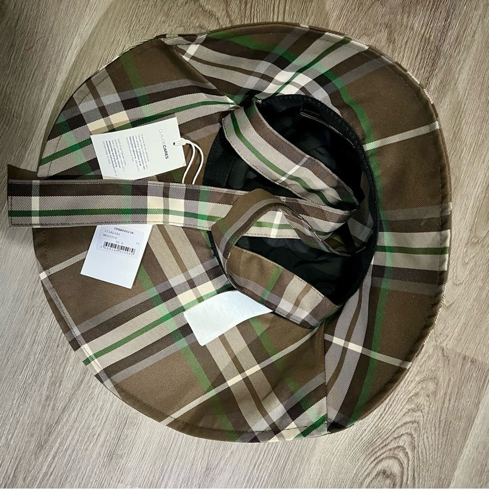 Other NWT Claudie Pierlot Checked Sun Hat Ribbon Tie Wide Brim Size ONE SIZE - 7 Thumbnail