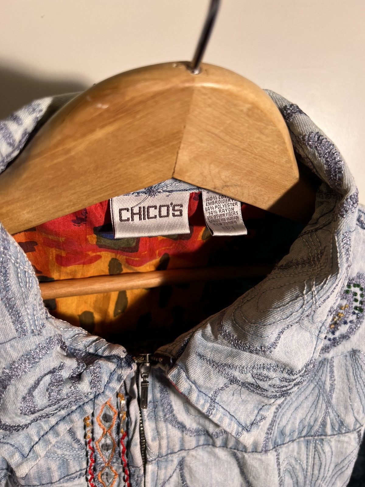 Vintage Y2K 2000’s Vintage Chico’s Floral Denim Retro Indie Jacket Size S / US 4 / IT 40 - 9 Thumbnail