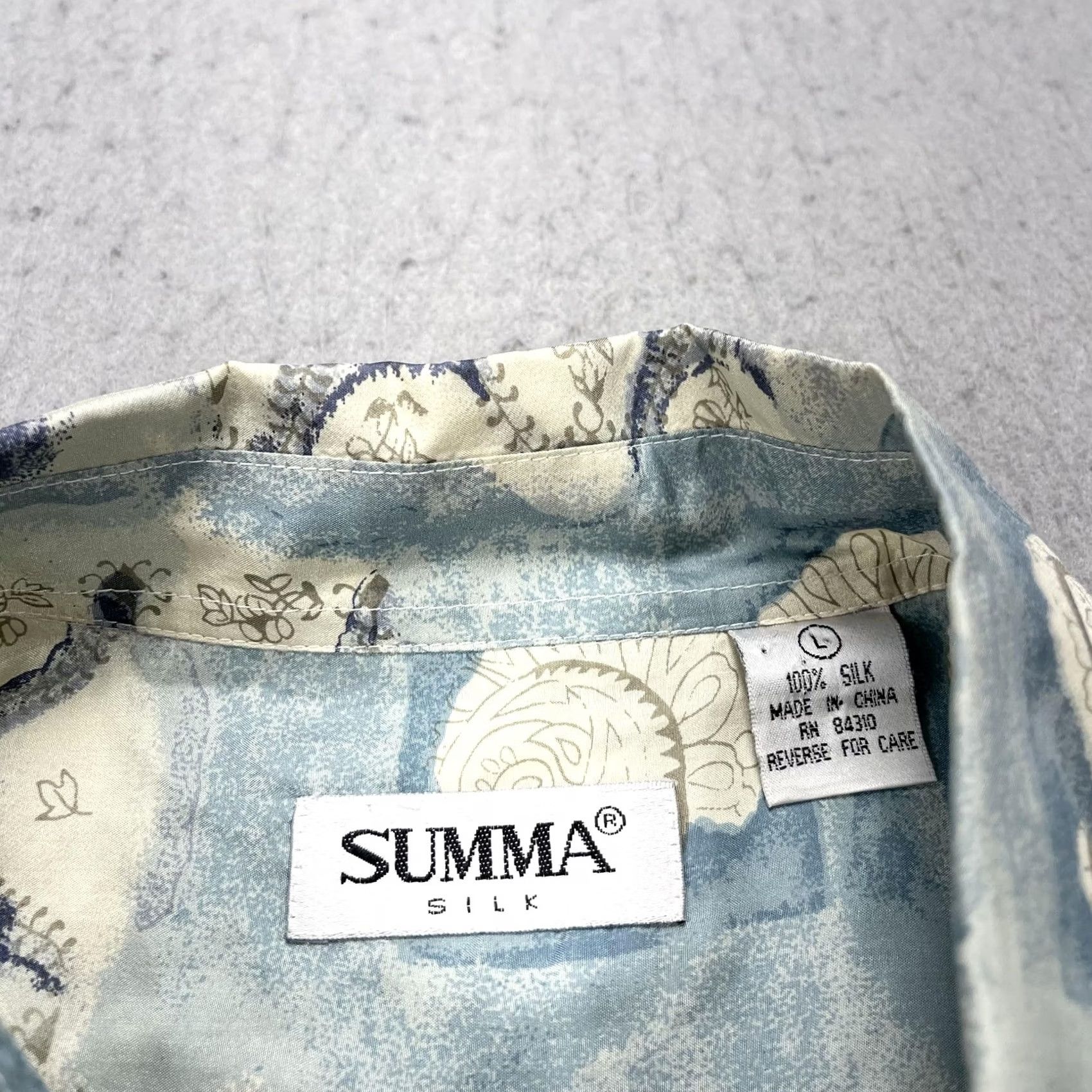 Vintage VINTAGE SUMMA Shirt Mens Large Blue Paisley Silk Short Sleeve Button Summer Camp Size US L / EU 52-54 / 3 - 5 Thumbnail