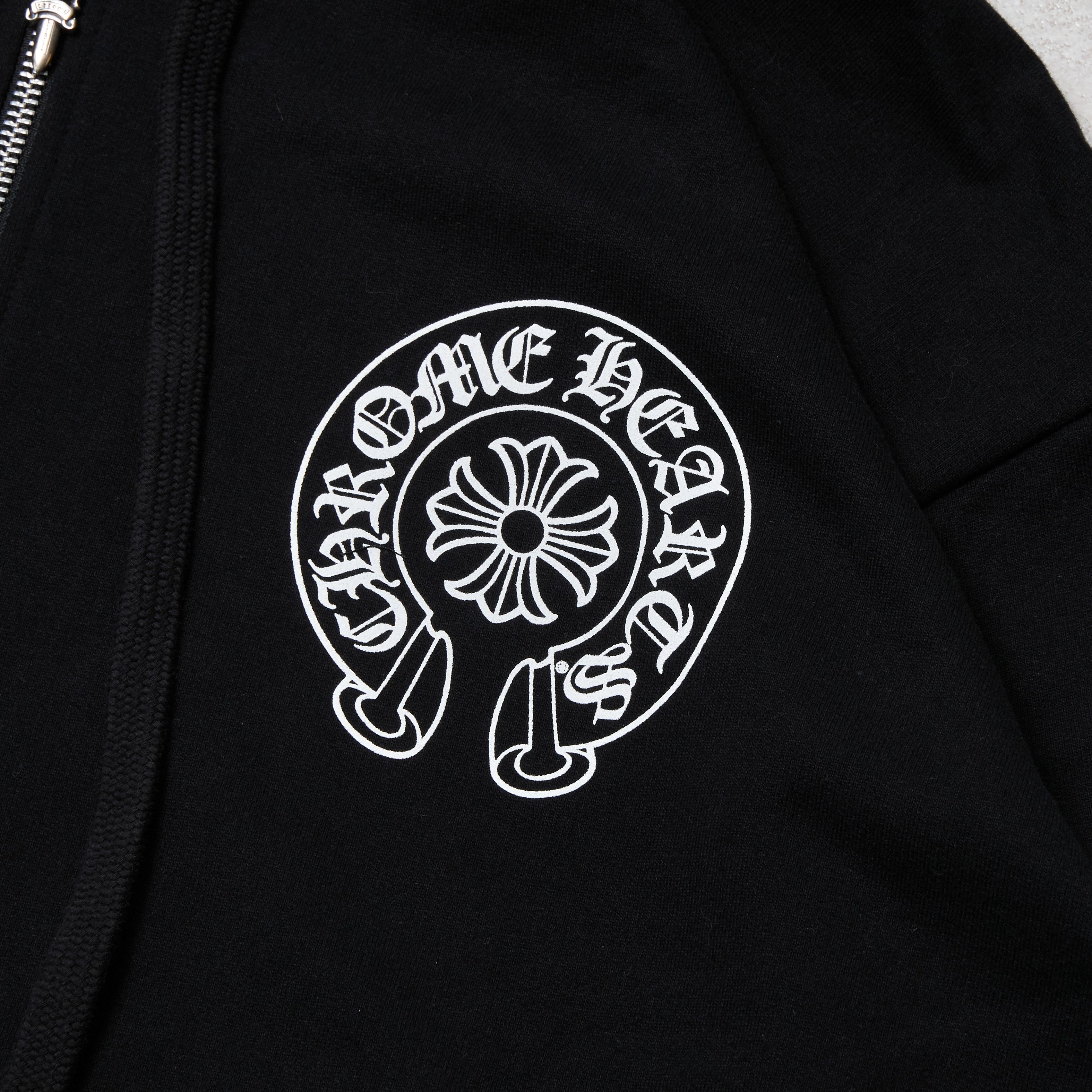 CHROME HEARTS Multi Color Horseshoe Logo Zip Up Hoodie BLACK