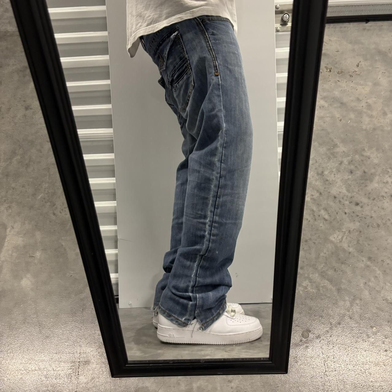 Japanese Brand × Vintage Crazy Vintage Y2K/2000s Faded Dark Wash Distressed Mall Goth Denim Jeans! Size US 31 - 2 Thumbnail