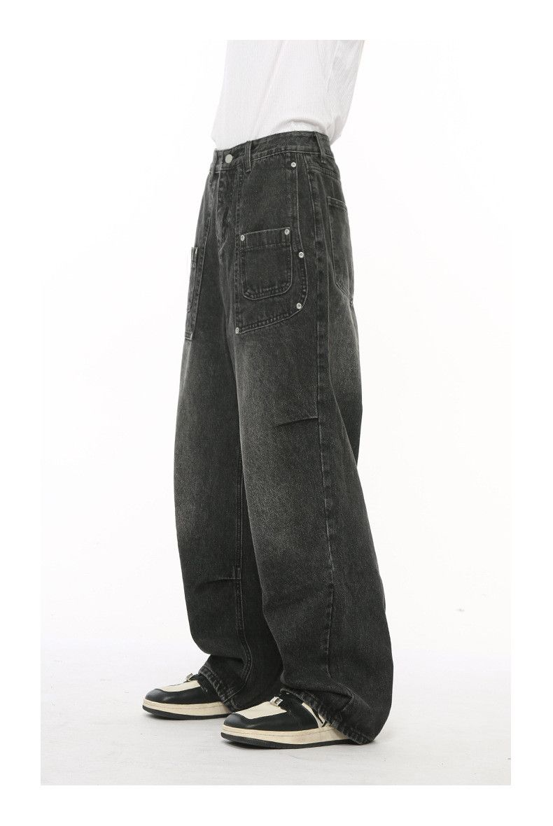 Japanese Brand × Jean Washed distressed patchwork pockets straight jeans loose Size US 32 / EU 48 - 6 Thumbnail