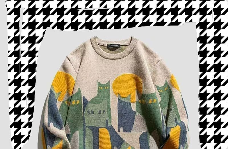 Vintage Streetwear loose-fitting casual printed knitted sweatshirt Size US M / EU 48-50 / 2 - 2 Thumbnail