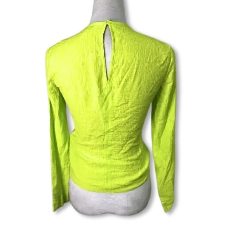Topshop Topshop Long Sleeve Blouse Tie Ruched Green Women's 2 NWOT Size XS / US 0-2 / IT 36-38 - 5 Thumbnail
