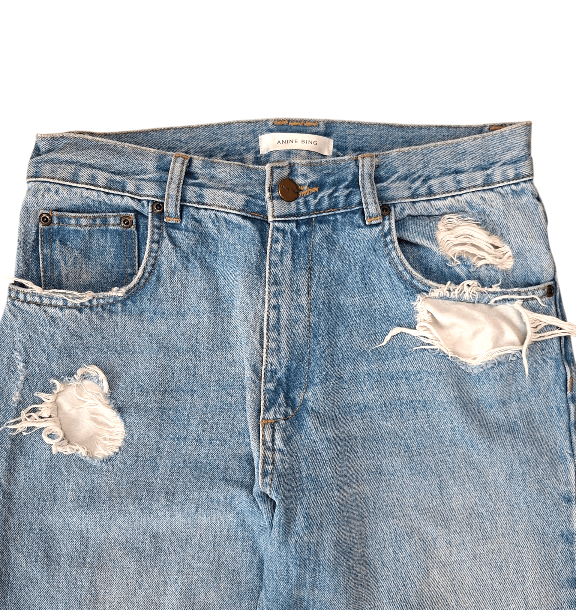Anine Bing ANINE BING Gavin Jeans - Distressed Light Wash Straight Leg Size 28" / US 6 / IT 42 - 3 Thumbnail