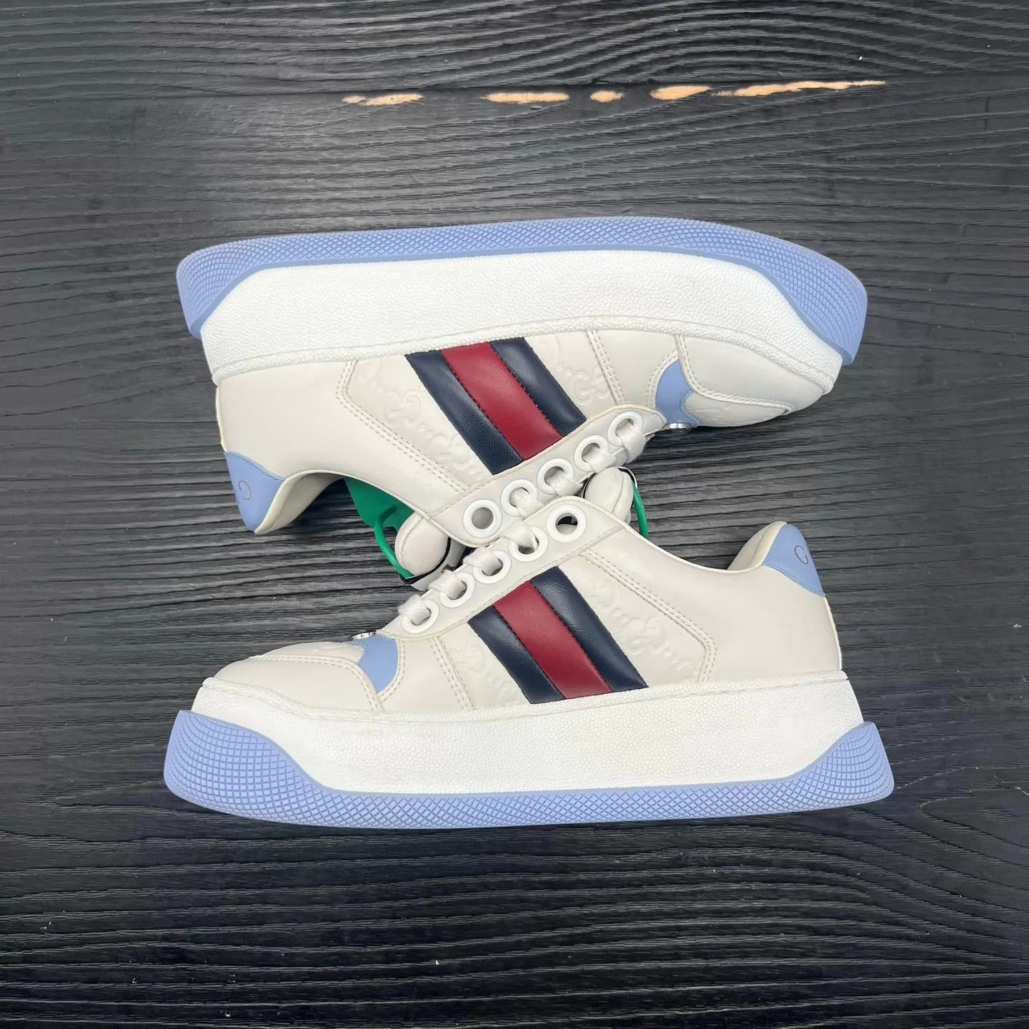 Gucci Gucci Cookie Sneaker Women's White Blue 34.5 Size US 4 / IT 34 - 6 Thumbnail
